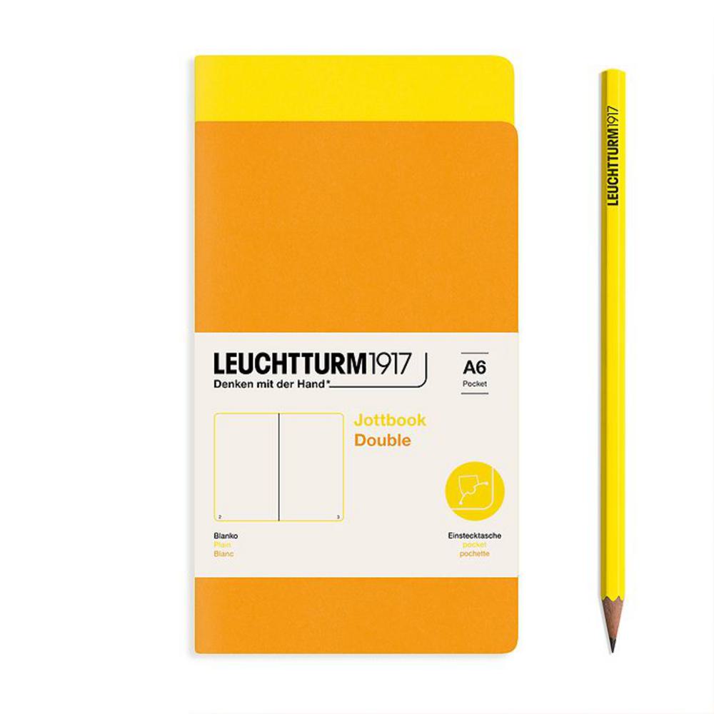 Leuchtturm, Yellow, Journal, Art & School, A6, Plain, Jottbook Double, Lemon & Rising Sun, 724302